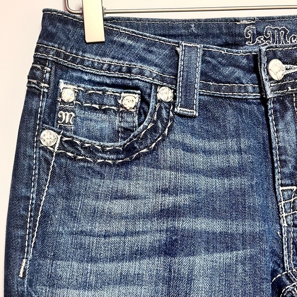 Miss Me Size 28 Boot Cut Flap Pocket Dark Rinse Jeans Y2K 30” Inseam Altered - Picture 4 of 6